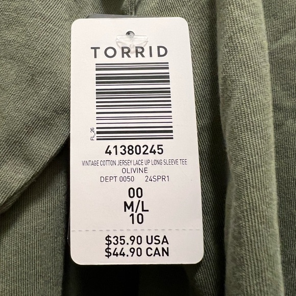 Bundle of 3 NWT Torrid vintage cotton jersey lace up long sleeve tees. Size 00. - Picture 4 of 14